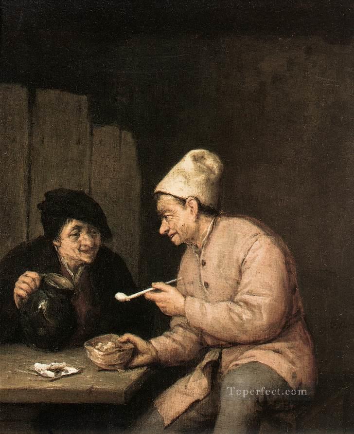 Piping And Drinking In The Tavern Dutch genre painters Adriaen van Ostade Oil Paintings